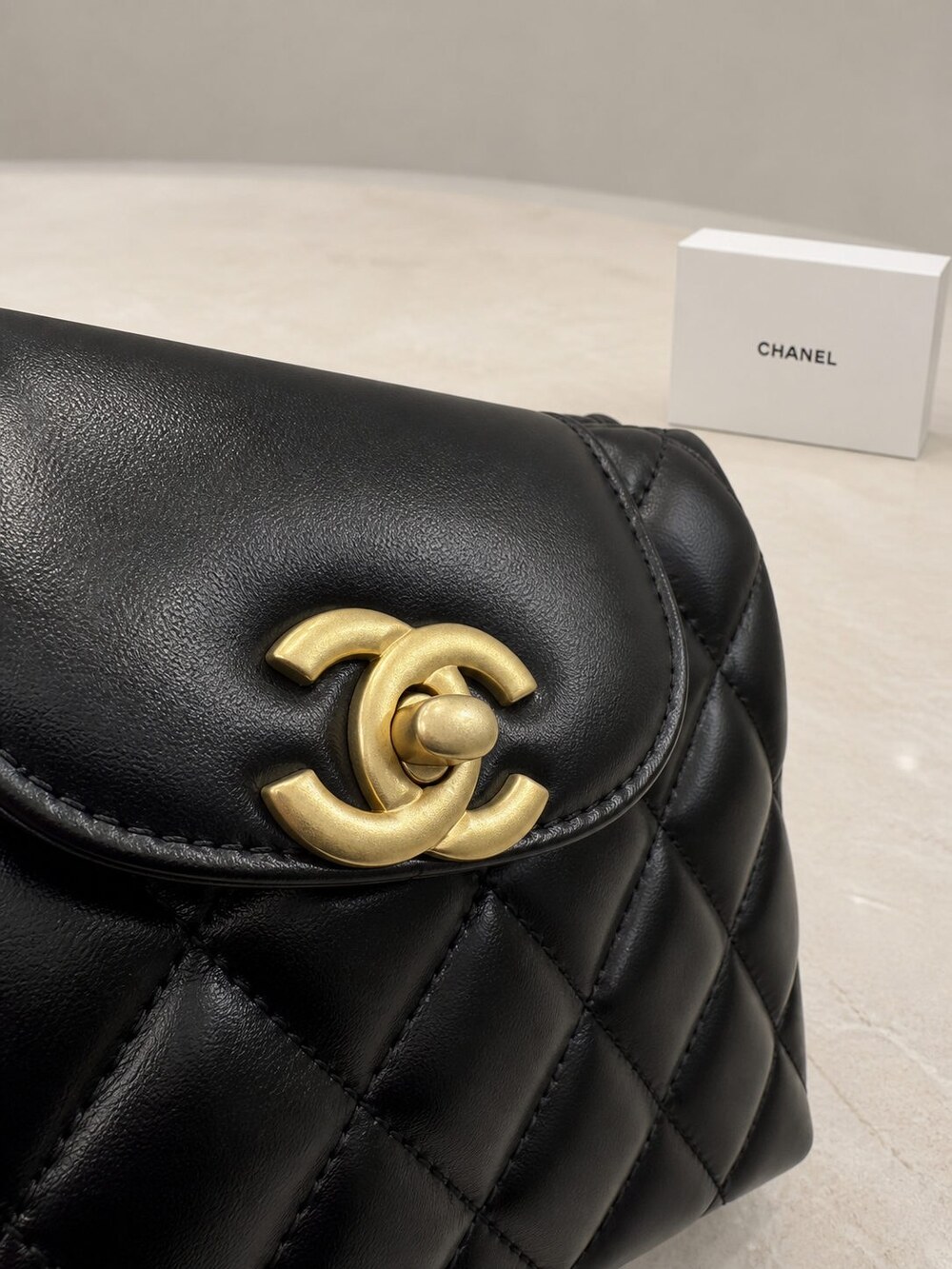 Chanel Mini Classic Black Quilted Lambskin Top Handle Handbag - Picture 5 of 9